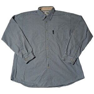 COLUMBIA‎ Men Large Blue Plaid Cotton Button-Up Long Sleeve Shirt